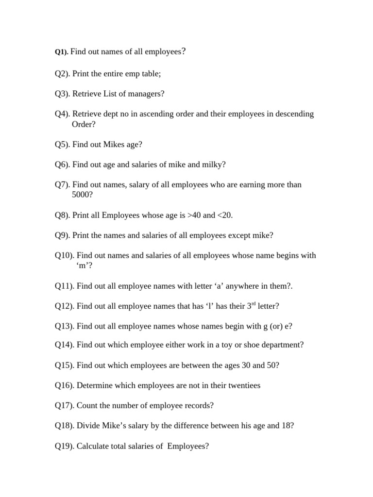 Employee Data Queries and Analysis | PDF