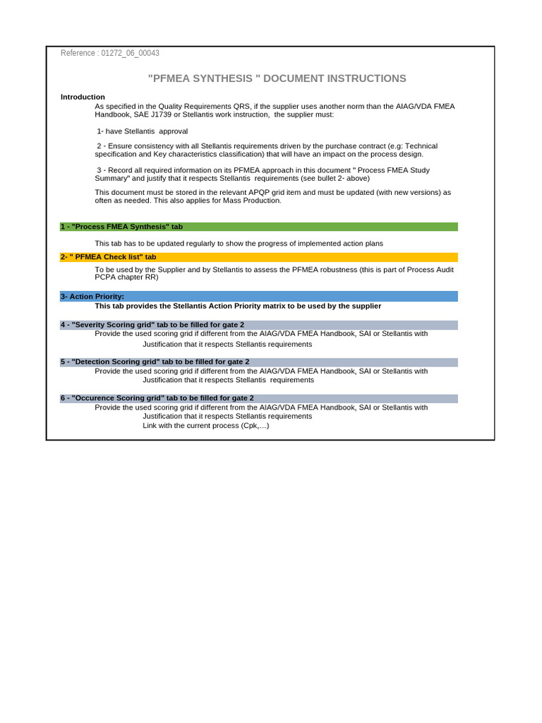 PFMEA Synthesis for Stellantis Suppliers | PDF