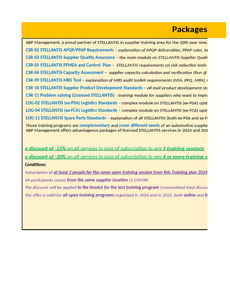 Stellantis Supplier Training Packages 2024-2025 | PDF | South America ...