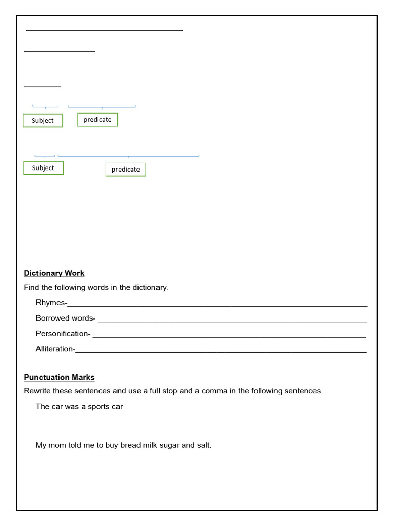 Simp (Le Sentence, Dictionary Work and Punctuation Marks | PDF