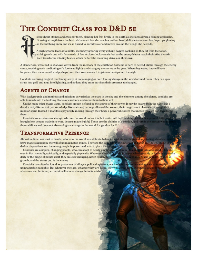 Conduit Class Overview for D&D 5e | PDF | Gary Gygax Games | Dungeons ...