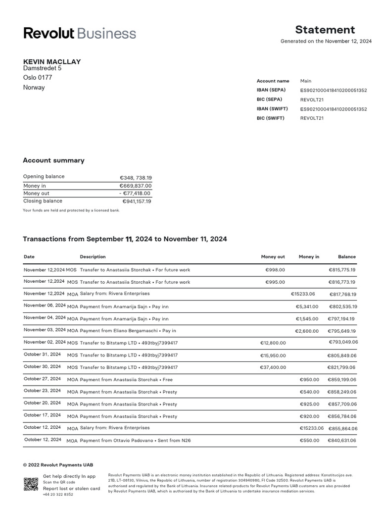 Revolut Account Statement Summary | PDF | E Commerce | Applications Of ...