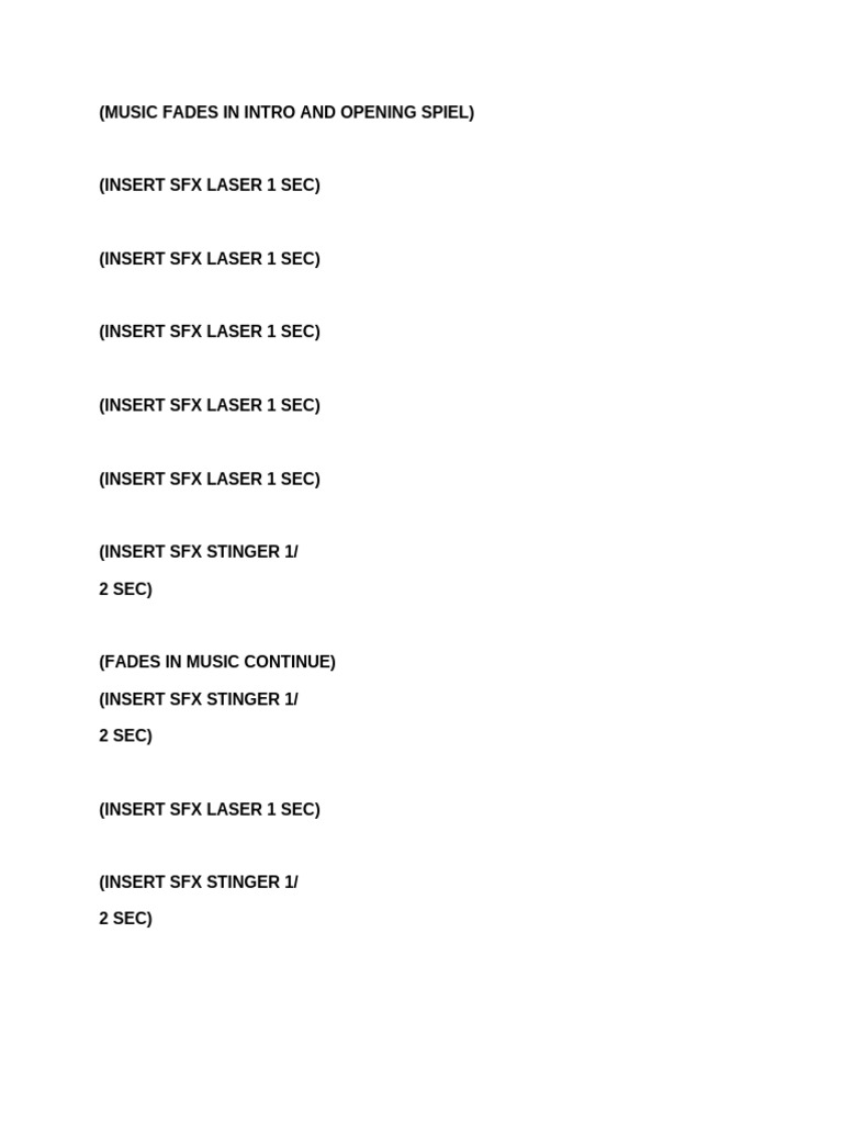 Music Fades in Intro and Opening Spiel | PDF
