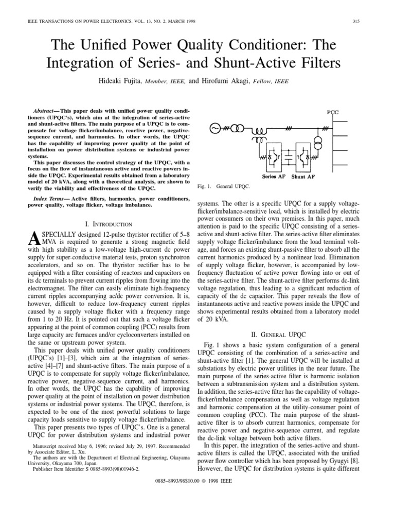 The Unified Power Quality Conditioner The Integration of SeriesAnd