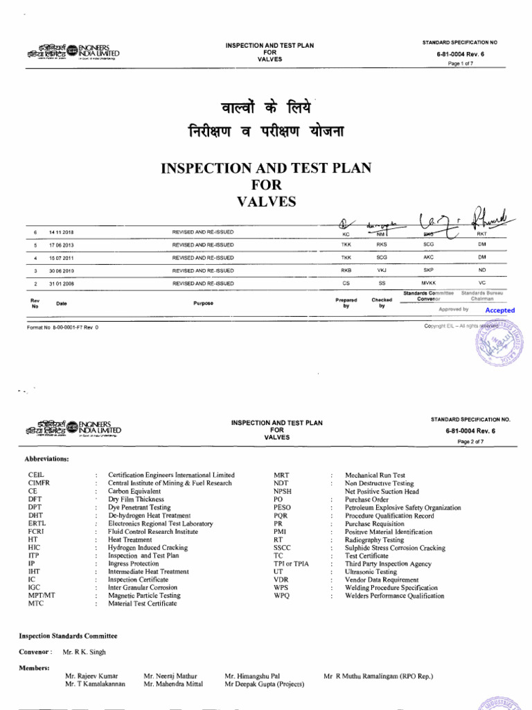 Valve Inspection and Test Plan Guide | PDF | Nondestructive Testing ...