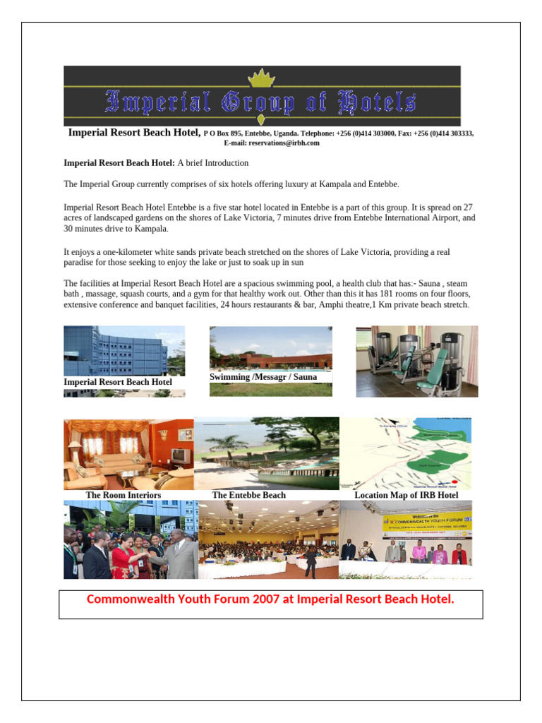 Luxury Stay at Imperial Resort Entebbe | PDF