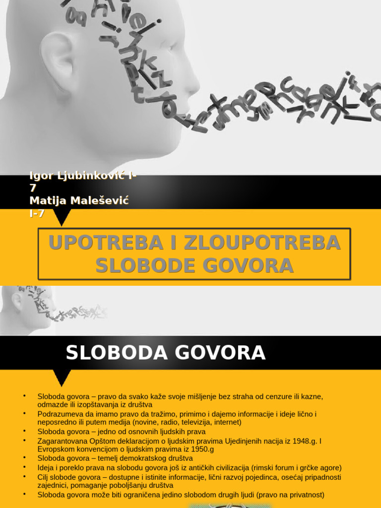 Upotreba I Zloupotreba Slobode Govora | PDF