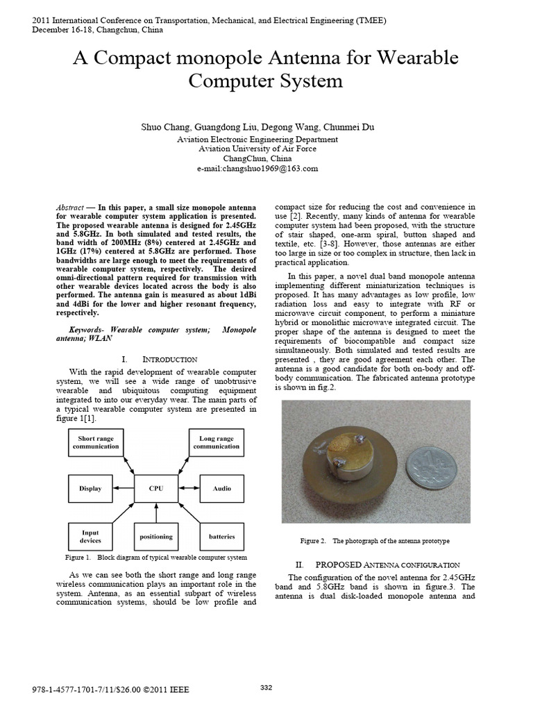 A Compact Monopole Antenna For Wearable Computer System | PDF | Antenna ...