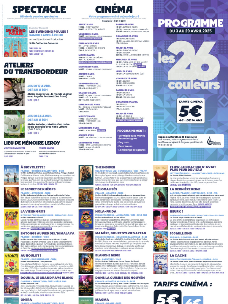 Programme Cinéma Avril 2025 | PDF