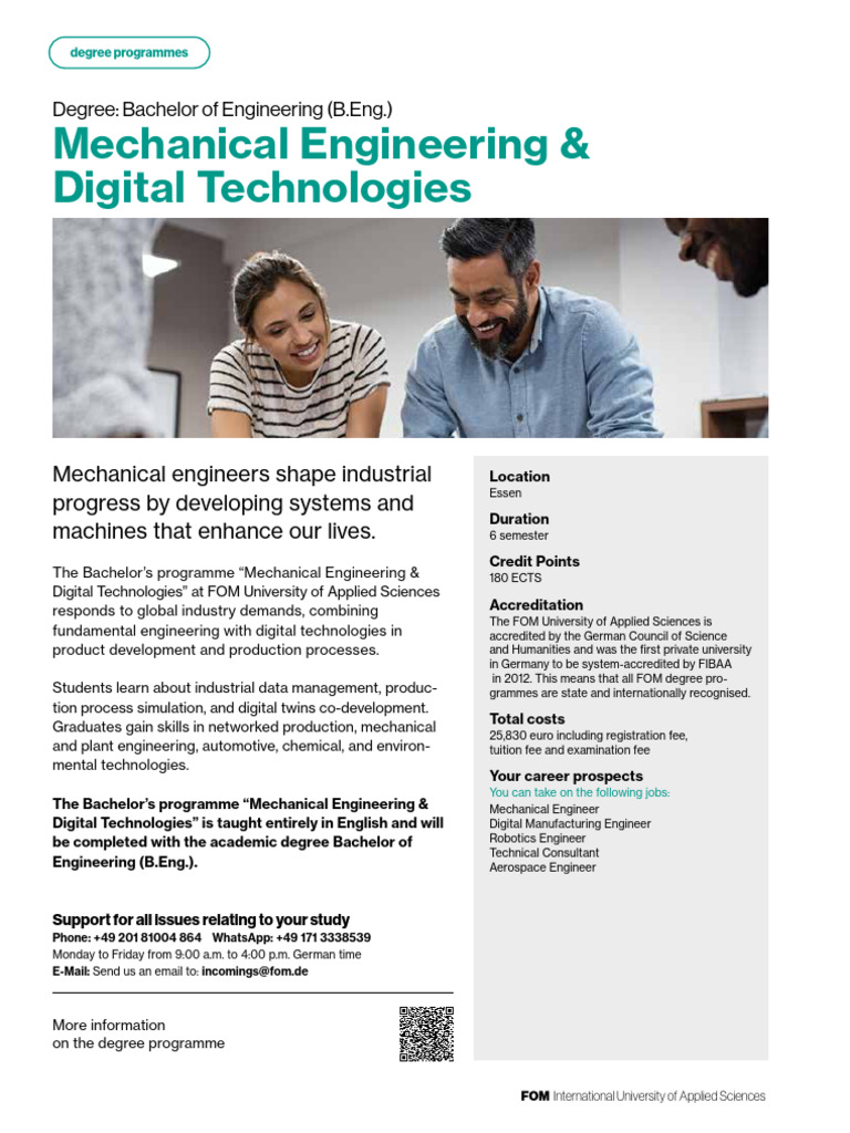 Bachelor in Mechanical Engineering & Digital Technologies | PDF ...