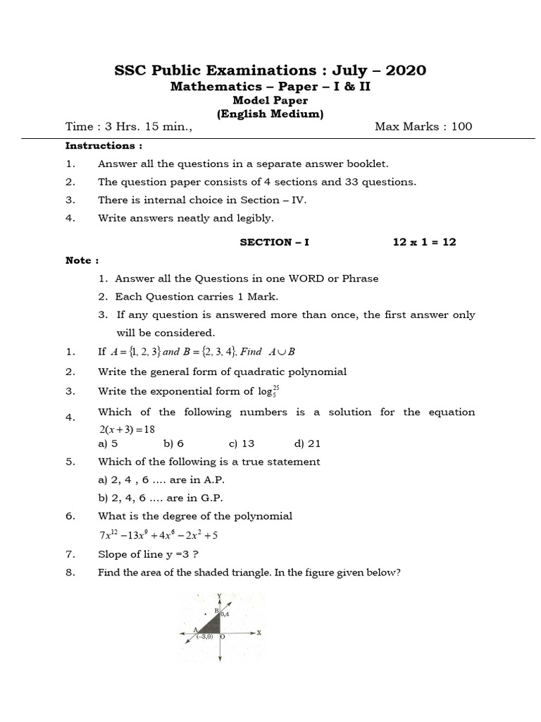SSC Mathematics Model Paper 2020 | PDF | Zero Of A Function | Mathematics