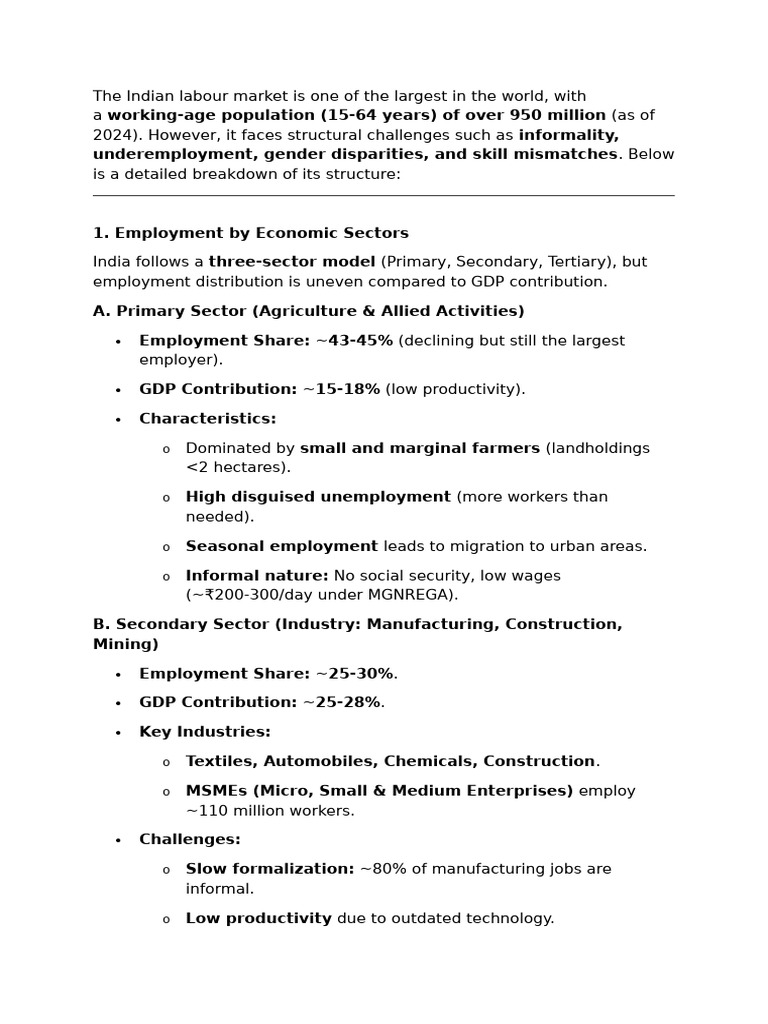 The Indian Labour Market Is One of The Largest in The World | PDF ...