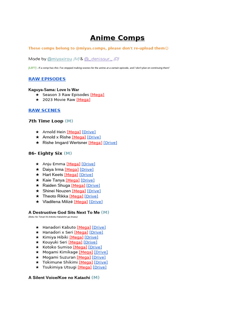 Anime Comp Collections Overview | PDF | Anime And Manga