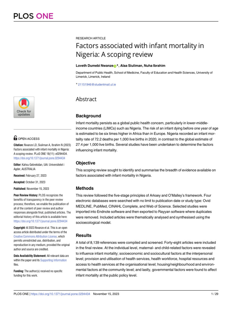 Infant Mortality Factors in Nigeria | PDF | Infant Mortality | Infants