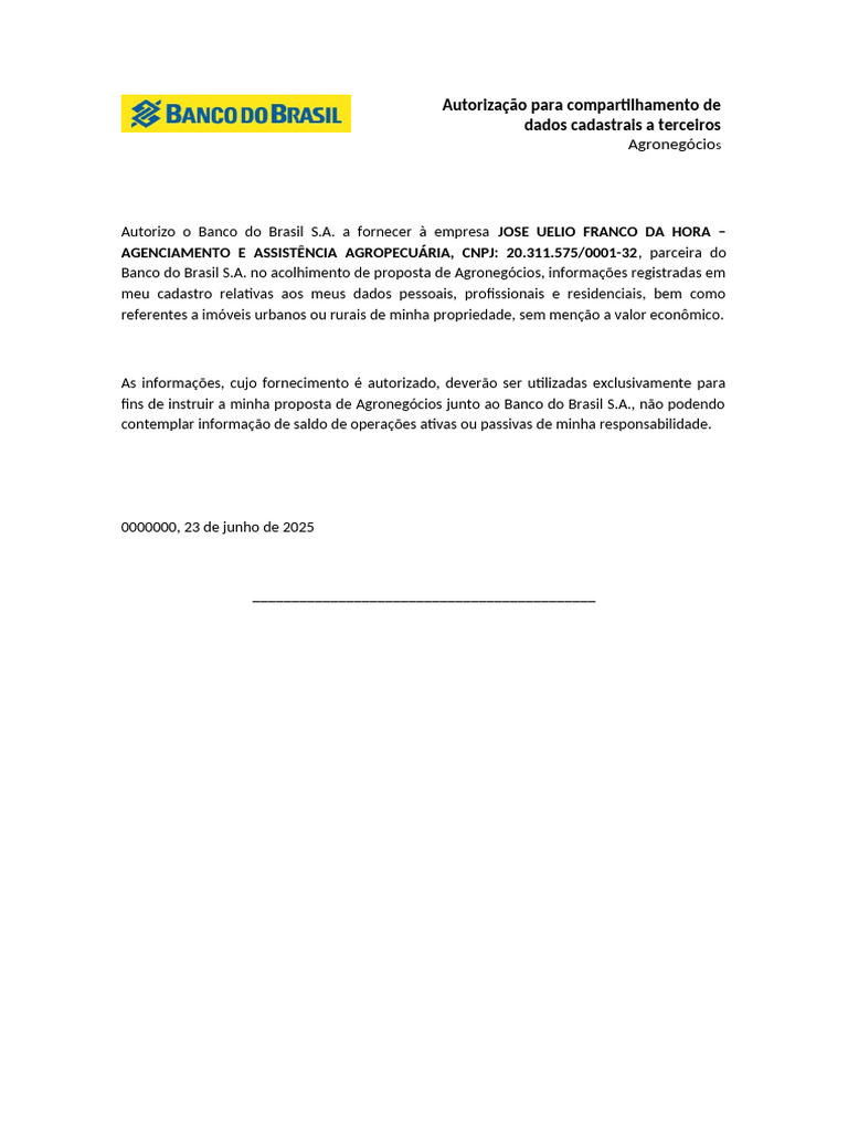 Autorização para Compartilhamento de Dados | PDF