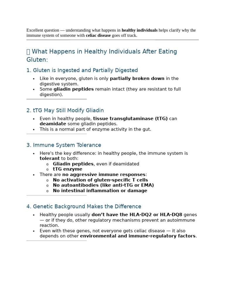 Immune Tolerance to Gluten in Health | PDF | Coeliac Disease ...