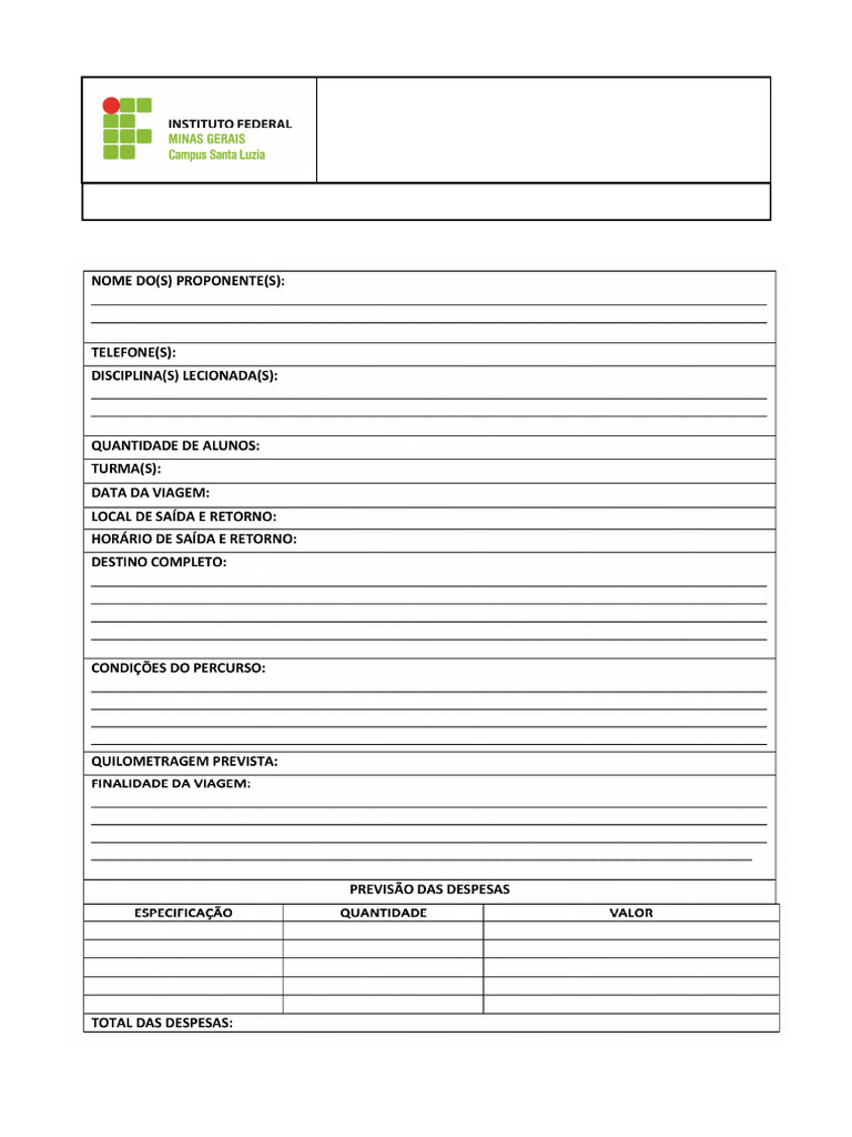 Solicitação de Visita Técnica IFMG | PDF