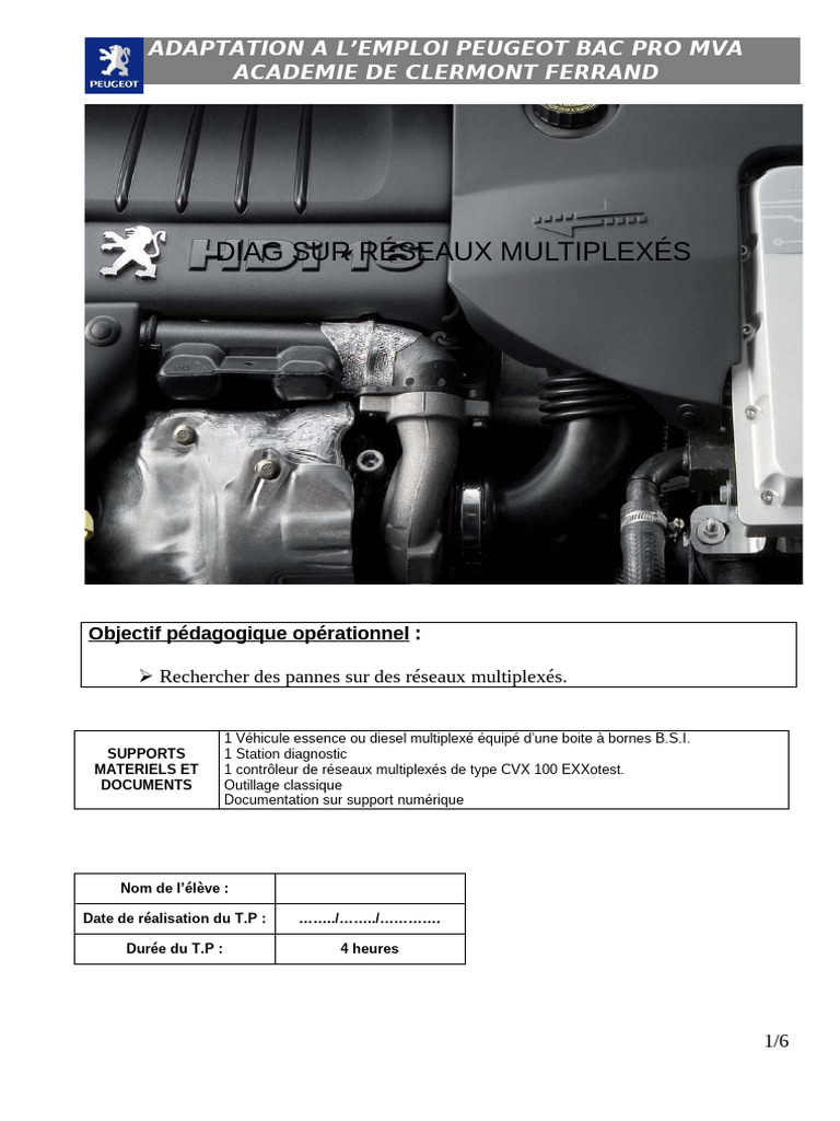 Diagnostic des Réseaux Multiplexés MVA | PDF