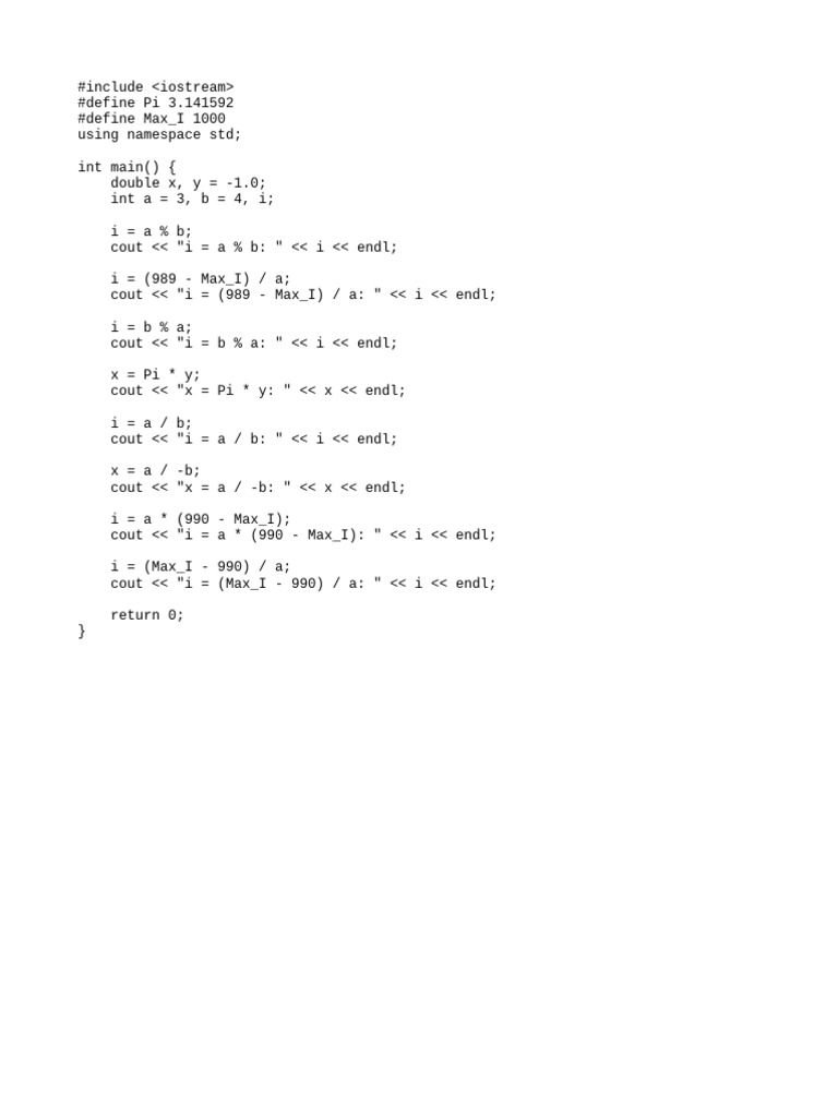 C++ Arithmetic Operations Example | PDF