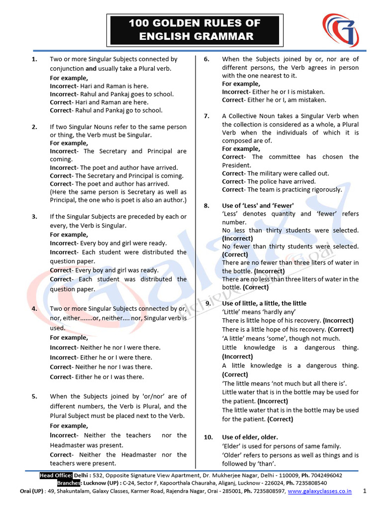 english grammar 100 rules pdf