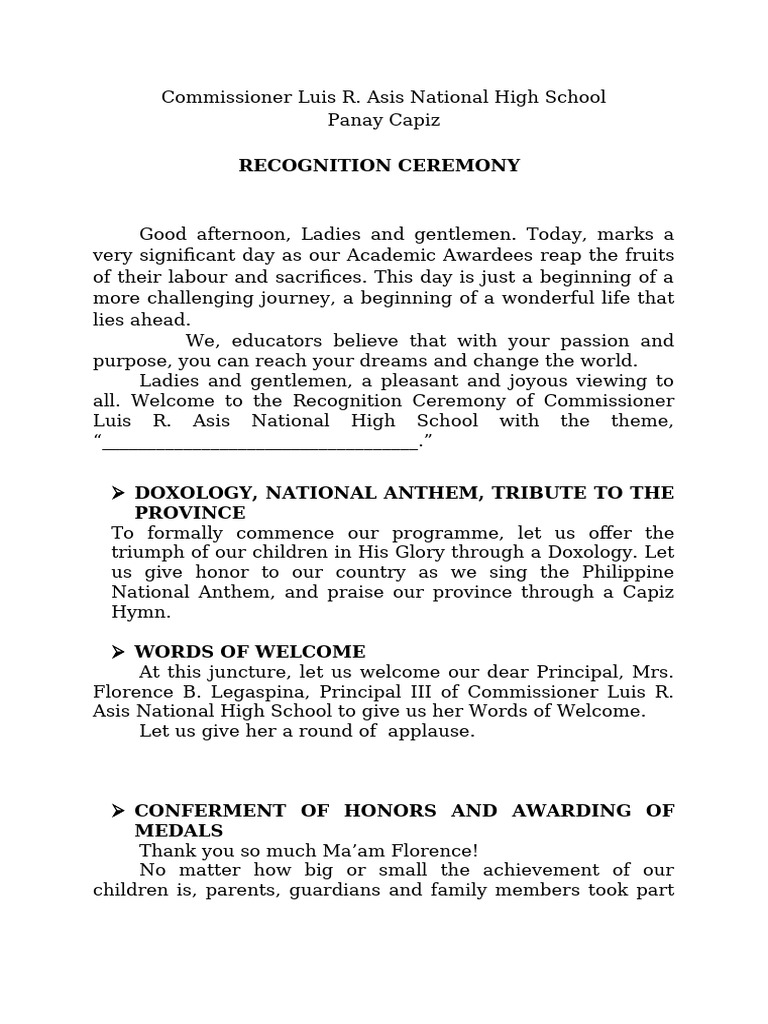 Script Recognition Ceremony | PDF