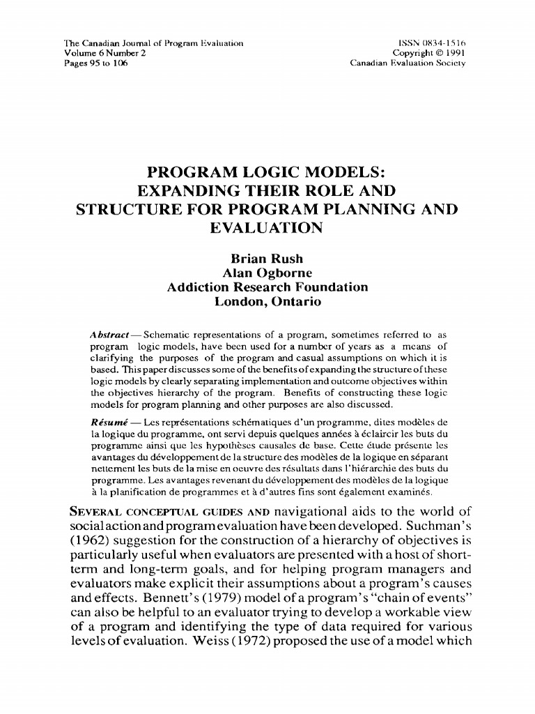 Program Logic Models Expanding Their Role and Structure For Program ...