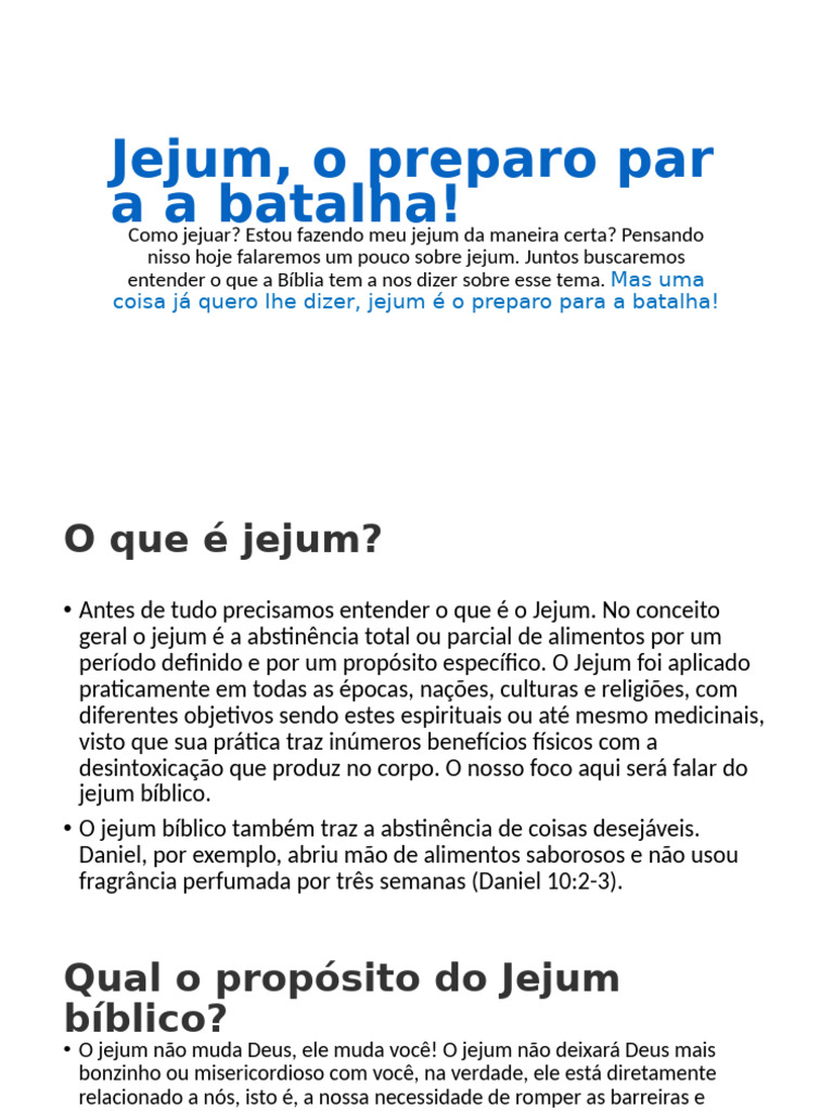 Jejum: Preparação Espiritual e Benefícios | PDF | Jejum | Bíblia