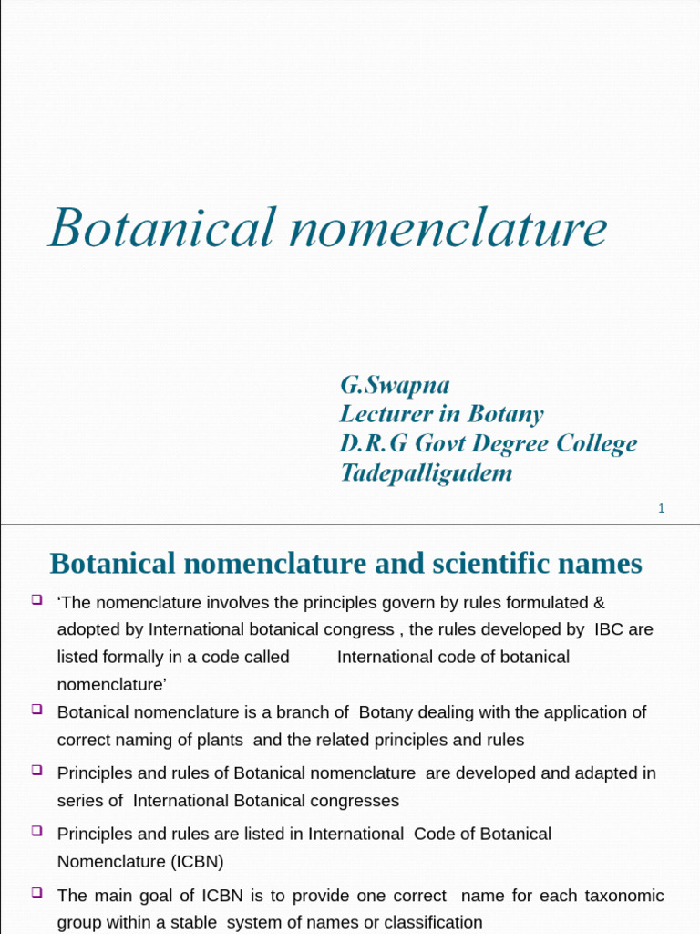 3255botanical Nomenclature | PDF | Biological Classification ...