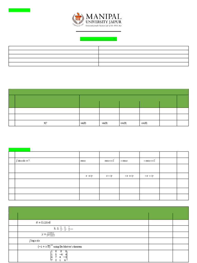 BCA 1st Semester Basic Mathematics Exam | PDF | Matrix (Mathematics ...