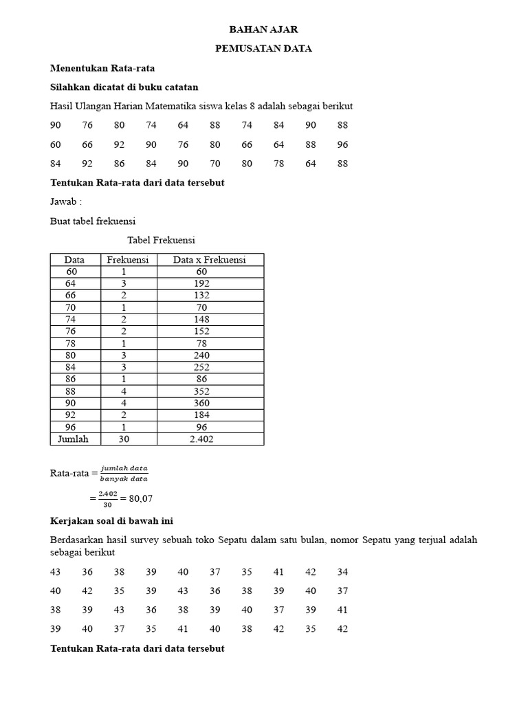 Rata-rata Data Ulangan dan Penjualan | PDF