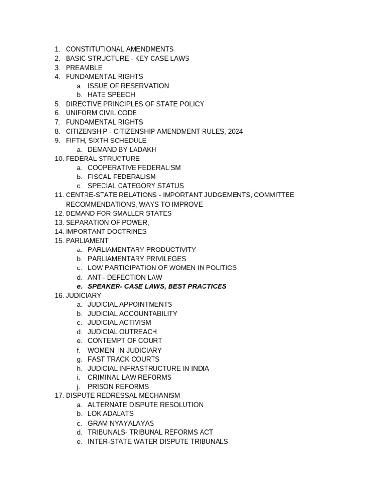 GS 2 Micro List | PDF | Governance | Government