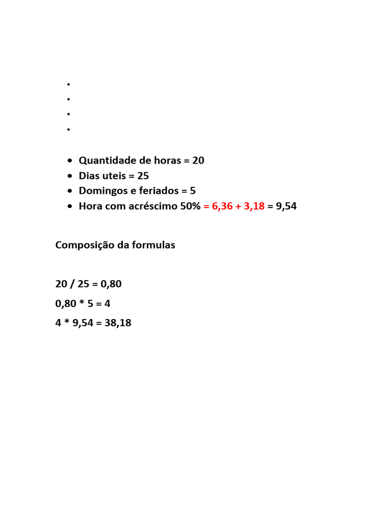 Cálculo de Horas Extras no Descanso Semanal | PDF