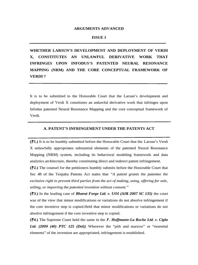 Arguments Advanced 21 | PDF | Trade Secret | Patent