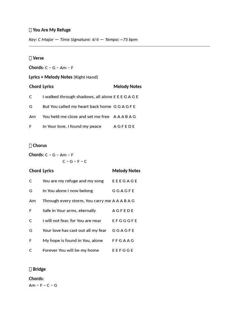 You Are My Refuge - Chords & Lyrics | PDF