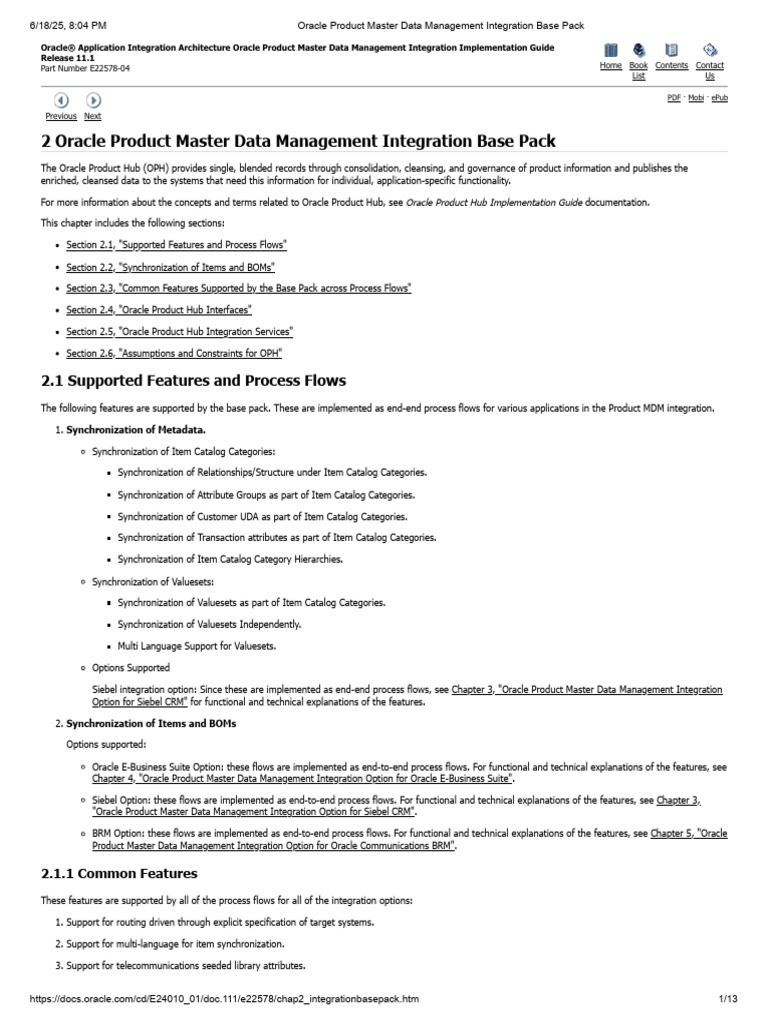 Oracle Product Master Data Management Integration Base Pack | PDF ...