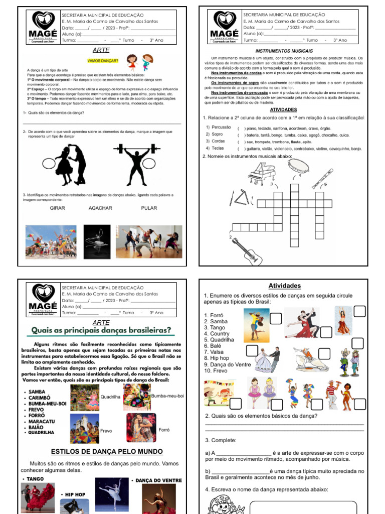 Atividades de Dança para 3º Ano | PDF | Danças | Artes Cênicas