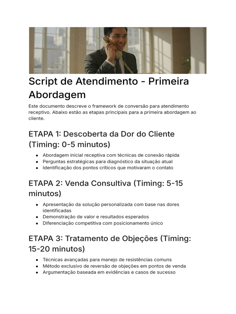 Script de Atendimento - Primeira Abordagem | PDF