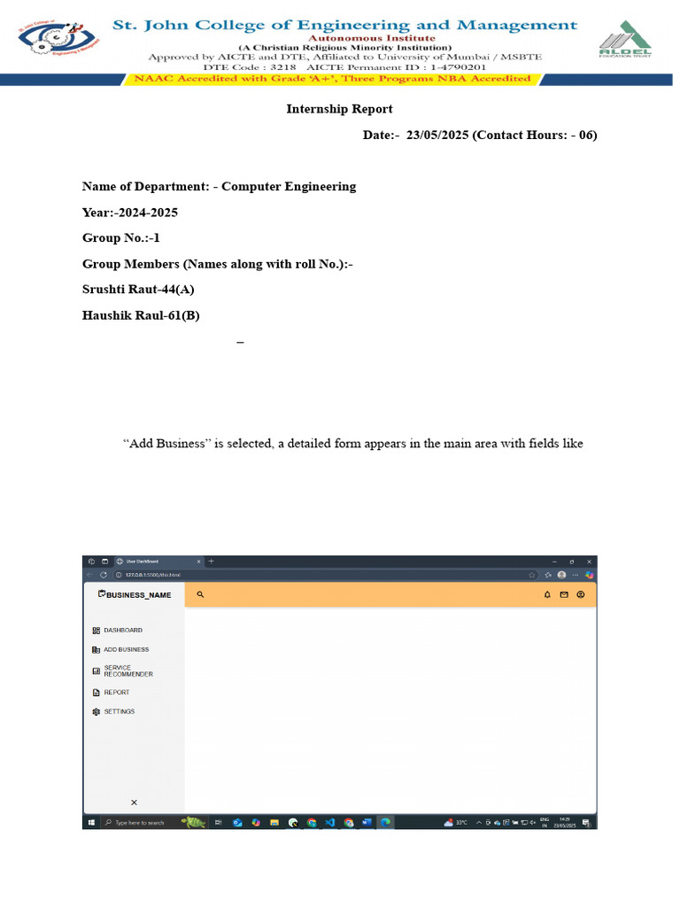 Interactive Business Dashboard Report | PDF