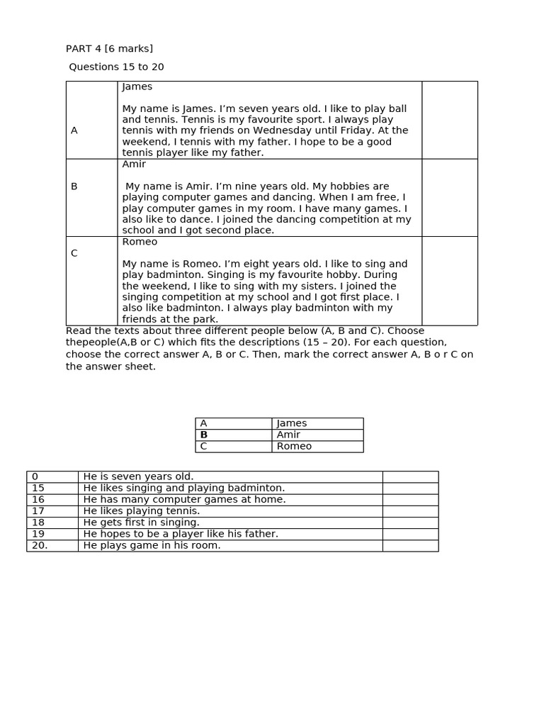 Descriptions of Three Children’s Hobbies | PDF