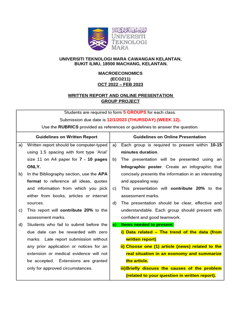 Group Assignment Eco211 Oct 2022 Pdf Inflation Macroeconomics