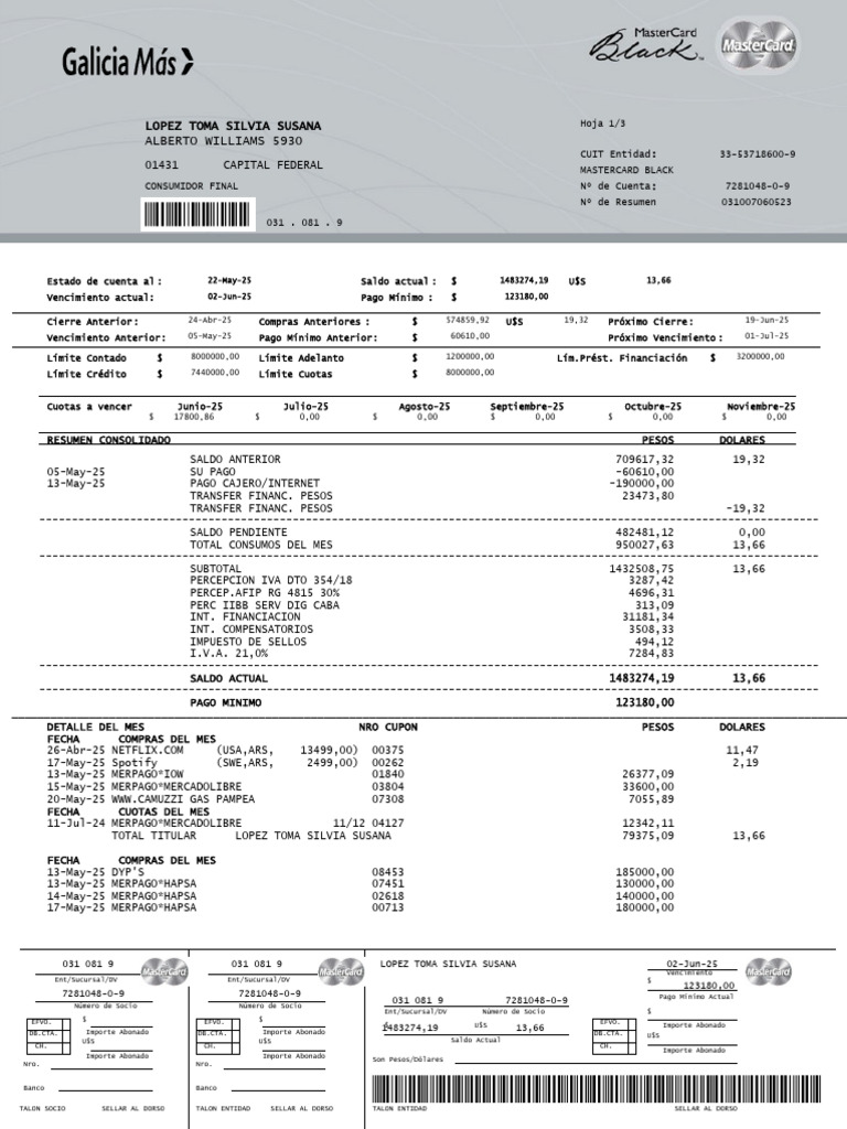 Resumen de Cuenta MERPAGO HAPSA/IOW | PDF | Tarjeta de crédito | Bancos