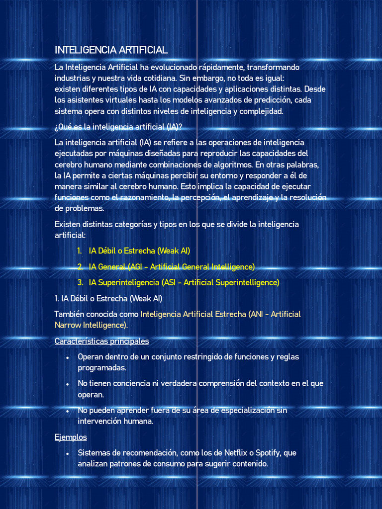 Tipos de Inteligencia Artificial Explicados | PDF | Inteligencia ...