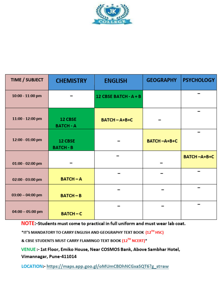 Wednesday Xii HSC and Cbse Practical Jk-03 (Vimannagar Branch) - 3 | PDF