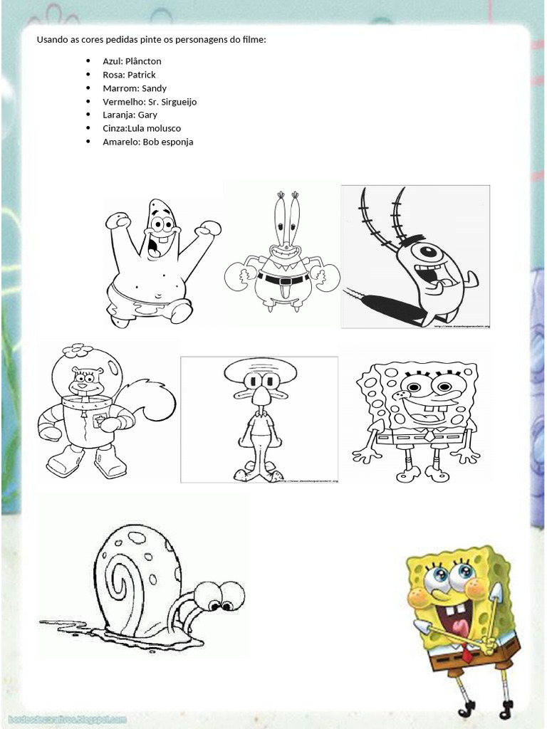 Atividade Filme Bob Esponja Colorir | PDF