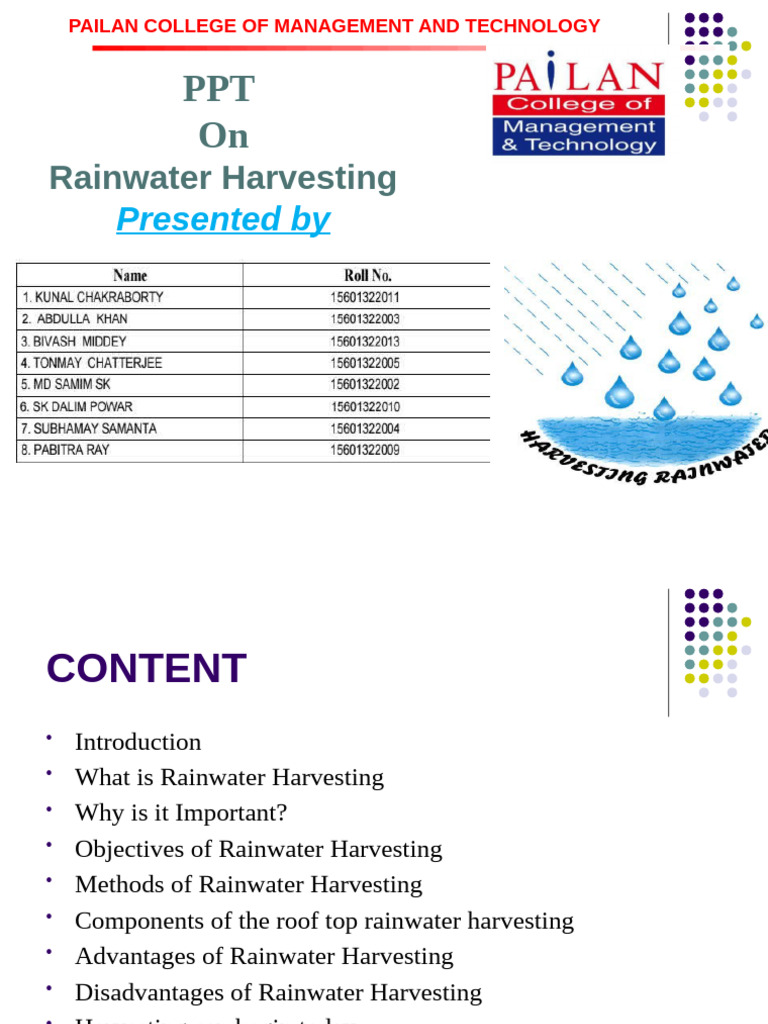 Rainwater Harvesting Explained: Methods & Benefits | PDF | Surface ...