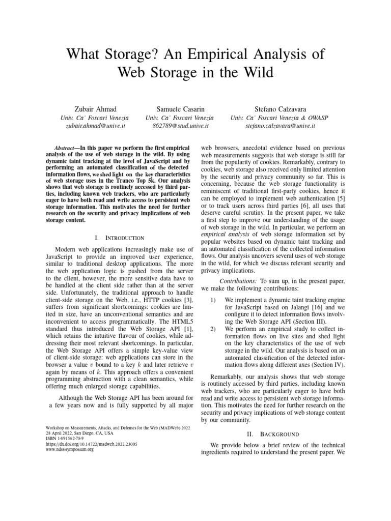What Storage An Empirical Analysis of | PDF | World Wide Web | Internet ...