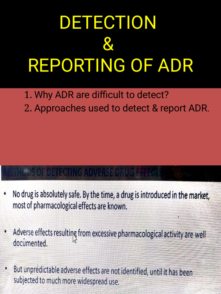 Detection & Reporting of ADR (Taught) | PDF
