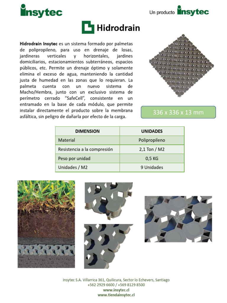 Sistema de Drenaje Hidrodrain Insytec | PDF