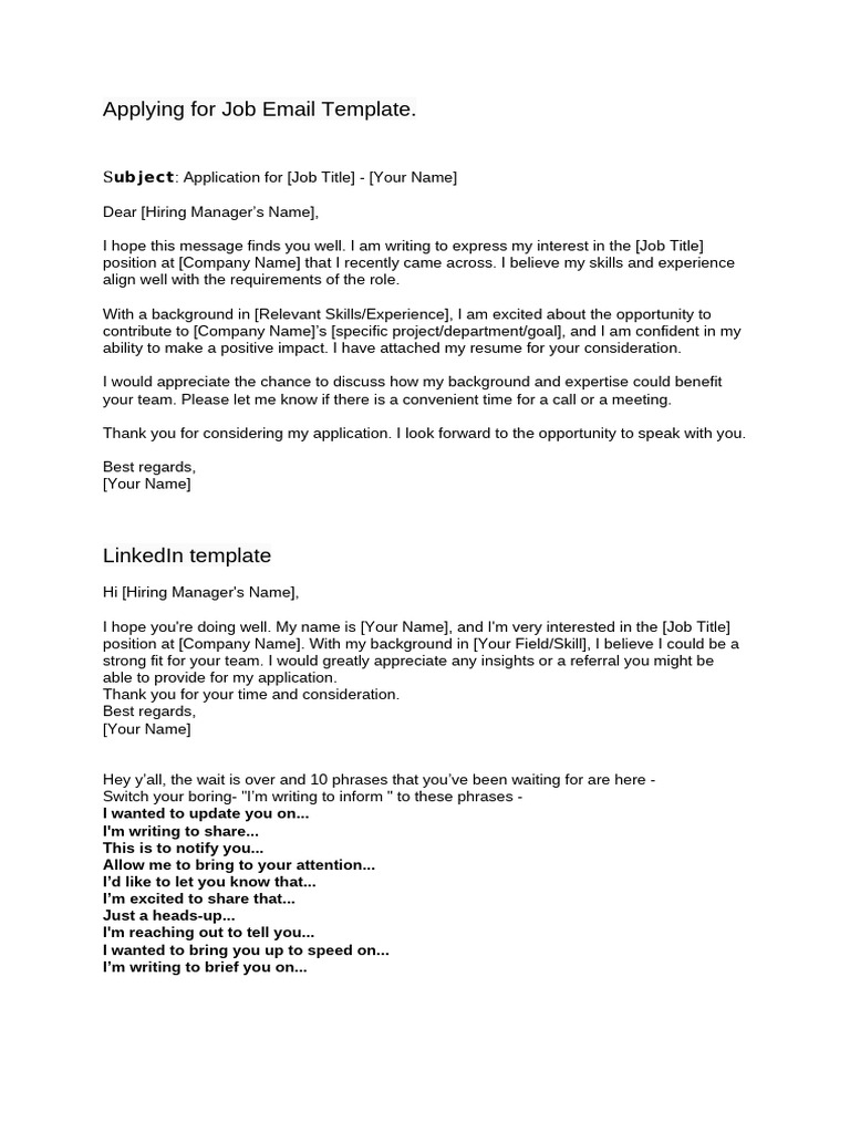 Job Application Email Template | PDF