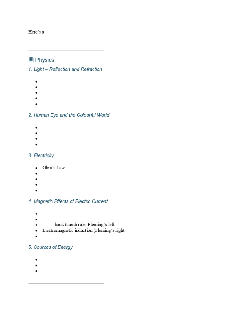 Class 10 Science Important Topics | PDF | Chemistry | Physical Sciences